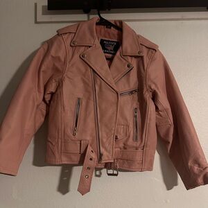 Pink Allstate Leather Biker Jacket